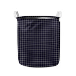 Navy Tattersall Pattern Print Collapsible Laundry Basket