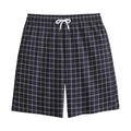 Navy Tattersall Pattern Print Cotton Shorts