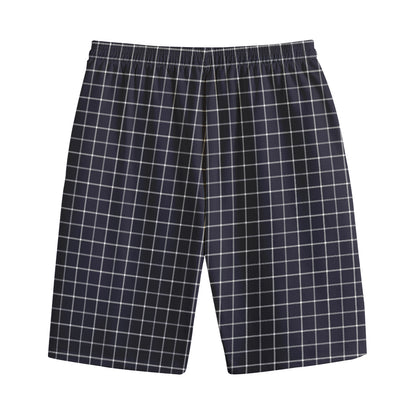 Navy Tattersall Pattern Print Cotton Shorts