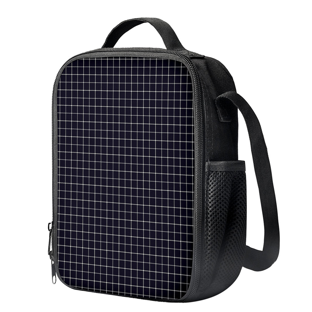 Navy Tattersall Pattern Print Crossbody Lunch Bag