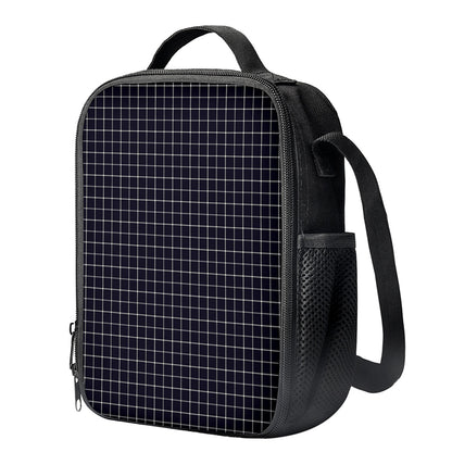 Navy Tattersall Pattern Print Crossbody Lunch Bag