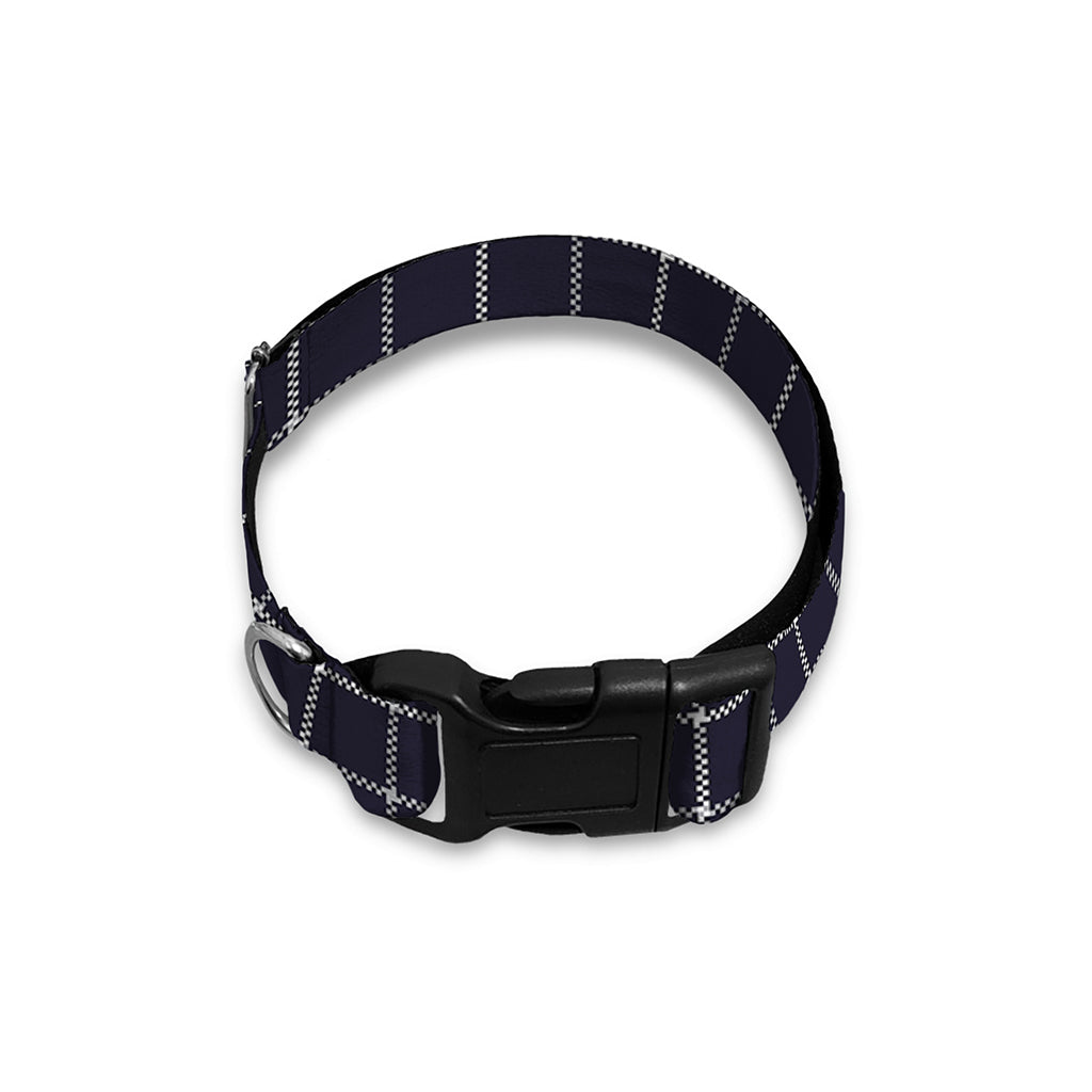 Navy Tattersall Pattern Print Dog Collar