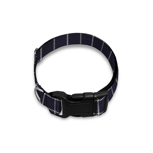 Navy Tattersall Pattern Print Dog Collar