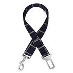 Navy Tattersall Pattern Print Dog Seat Belt