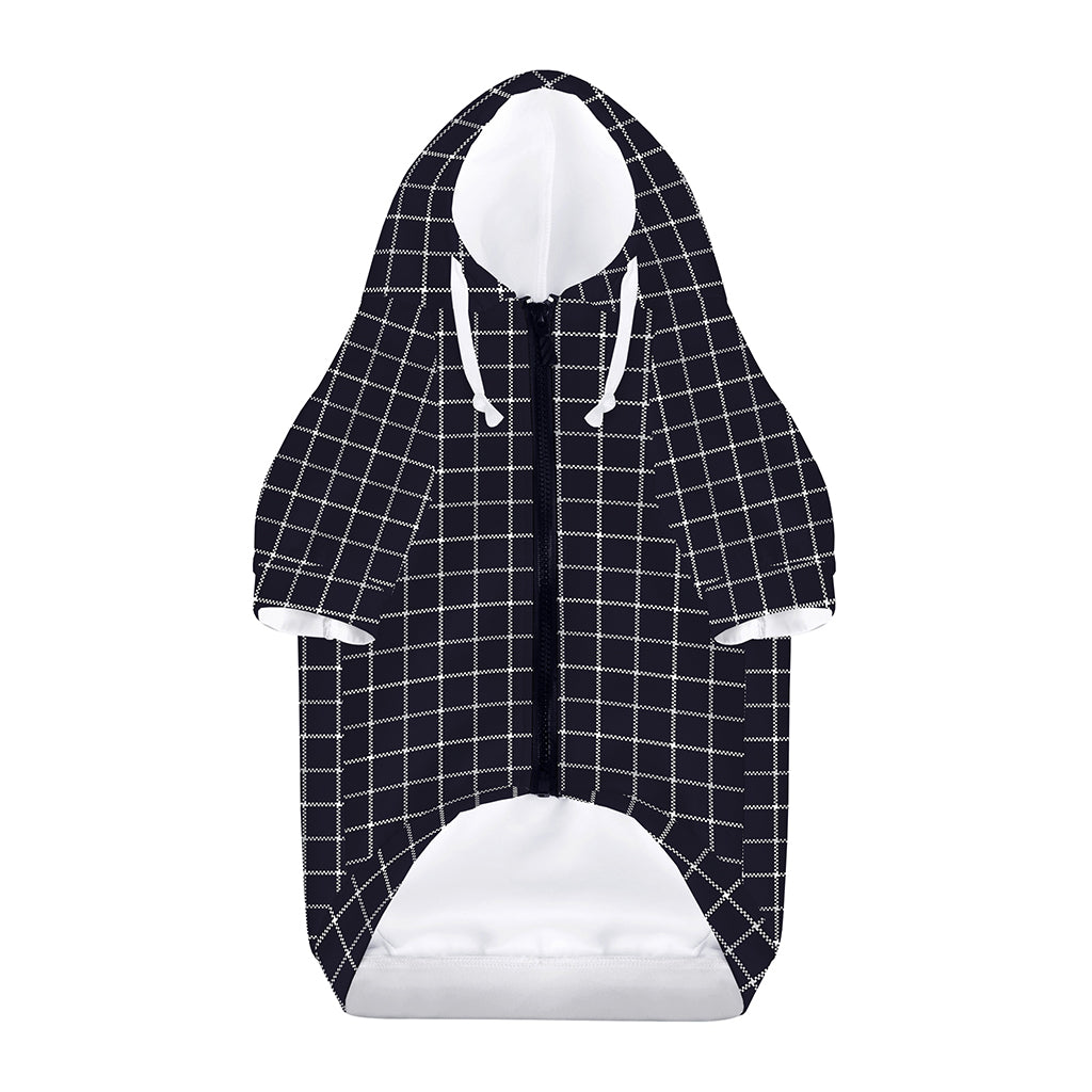Navy Tattersall Pattern Print Dog Zip Up Hoodie