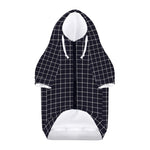 Navy Tattersall Pattern Print Dog Zip Up Hoodie