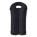 Navy Tattersall Pattern Print Double Neoprene Wine Tote