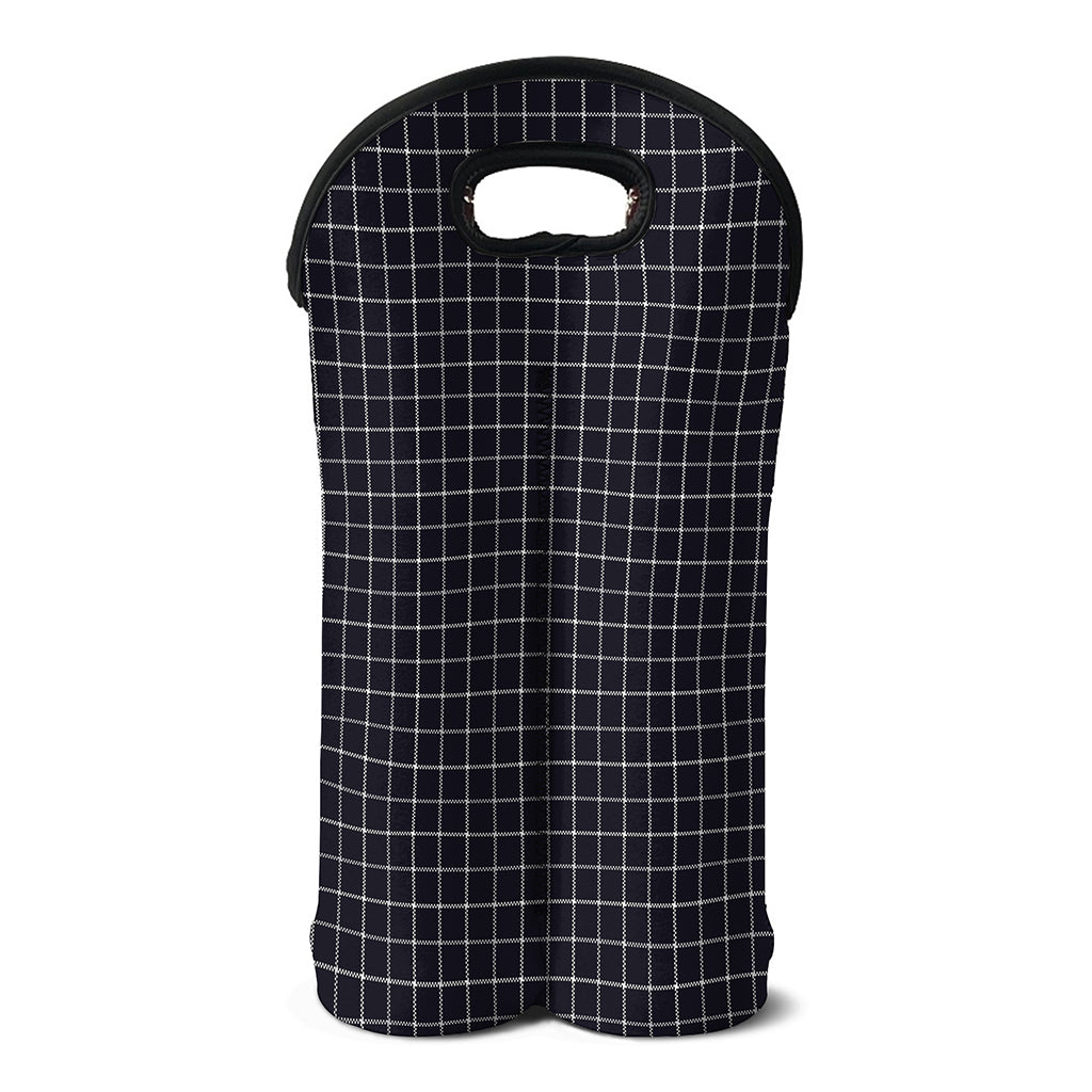 Navy Tattersall Pattern Print Double Neoprene Wine Tote