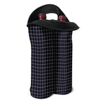 Navy Tattersall Pattern Print Double Neoprene Wine Tote