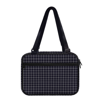 Navy Tattersall Pattern Print Double Strap Bible Bag