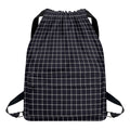 Navy Tattersall Pattern Print Drawstring Backpack