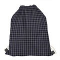 Navy Tattersall Pattern Print Drawstring Bag