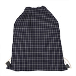 Navy Tattersall Pattern Print Drawstring Bag