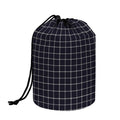 Navy Tattersall Pattern Print Drawstring Makeup Bag