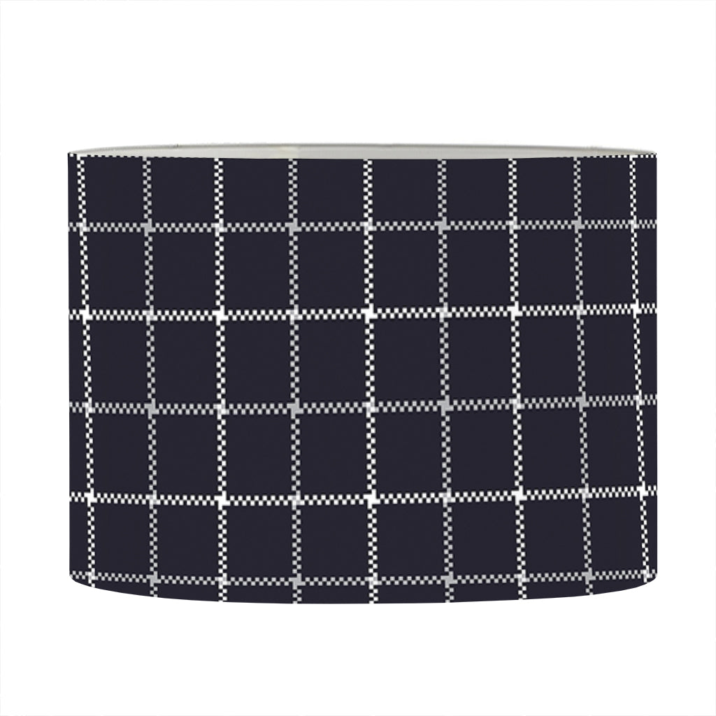 Navy Tattersall Pattern Print Drum Lamp Shade