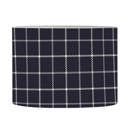 Navy Tattersall Pattern Print Drum Lamp Shade