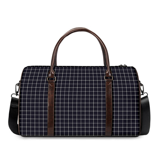 Navy Tattersall Pattern Print Duffle Bag
