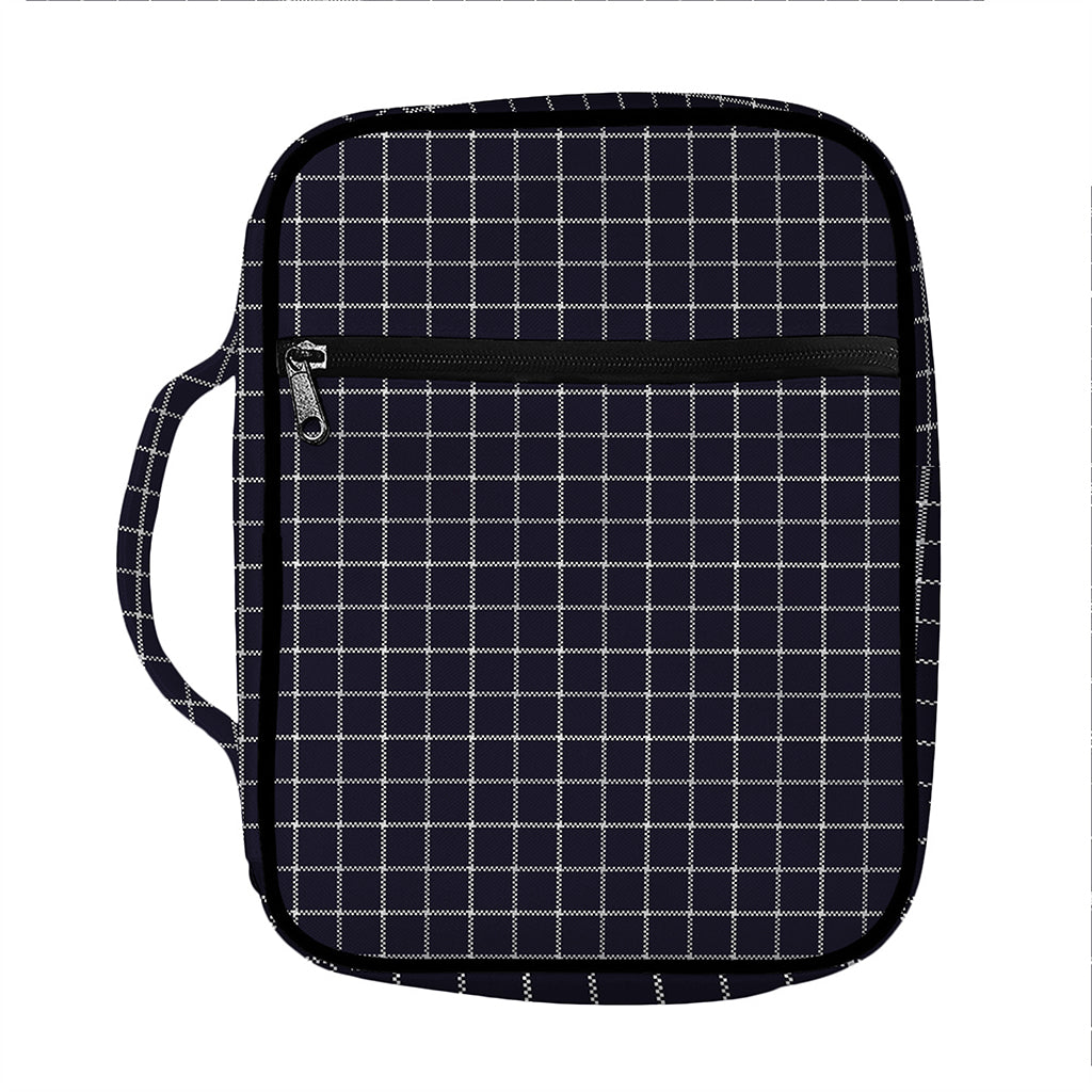 Navy Tattersall Pattern Print Front Pocket Bible Bag