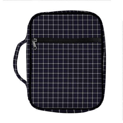 Navy Tattersall Pattern Print Front Pocket Bible Bag