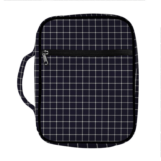 Navy Tattersall Pattern Print Front Pocket Bible Bag