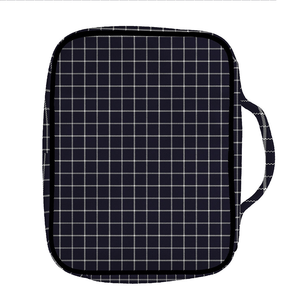 Navy Tattersall Pattern Print Front Pocket Bible Bag