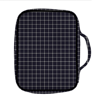Navy Tattersall Pattern Print Front Pocket Bible Bag