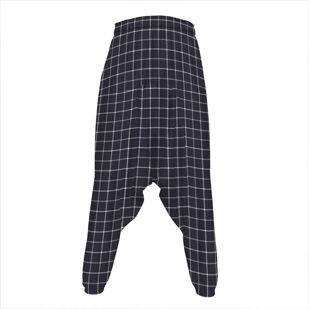 Navy Tattersall Pattern Print Hammer Pants