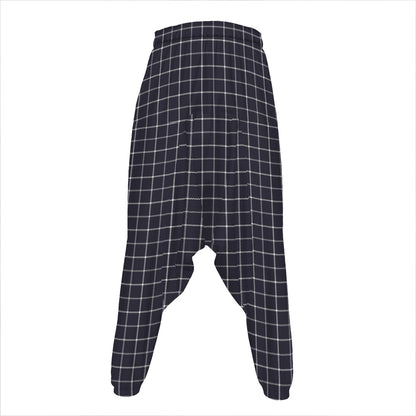 Navy Tattersall Pattern Print Hammer Pants
