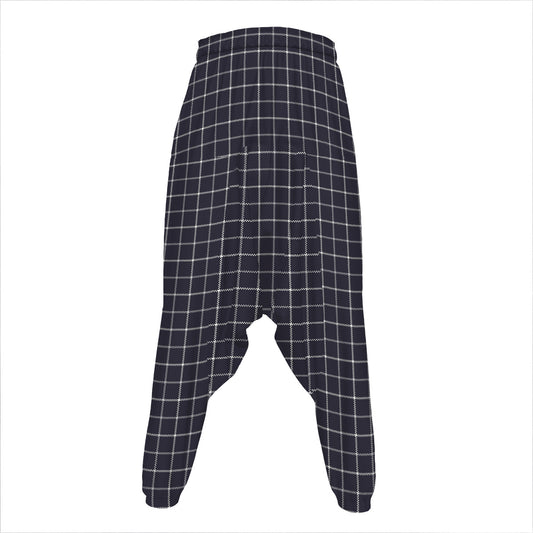 Navy Tattersall Pattern Print Hammer Pants