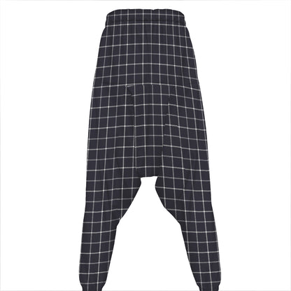 Navy Tattersall Pattern Print Hammer Pants