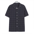 Navy Tattersall Pattern Print Hawaiian Shirt