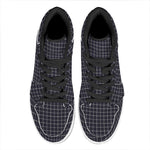 Navy Tattersall Pattern Print High Top Leather Sneakers