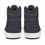 Navy Tattersall Pattern Print High Top Leather Sneakers