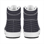 Navy Tattersall Pattern Print High Top Leather Sneakers