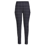Navy Tattersall Pattern Print High-Waisted Pocket Leggings