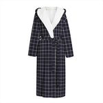 Navy Tattersall Pattern Print Hooded Bathrobe