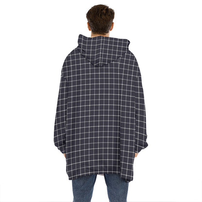 Navy Tattersall Pattern Print Hoodie Blanket