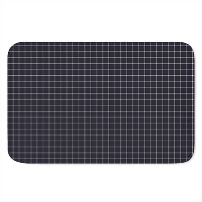 Navy Tattersall Pattern Print Indoor Door Mat