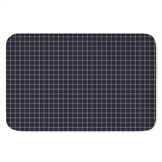 Navy Tattersall Pattern Print Indoor Door Mat