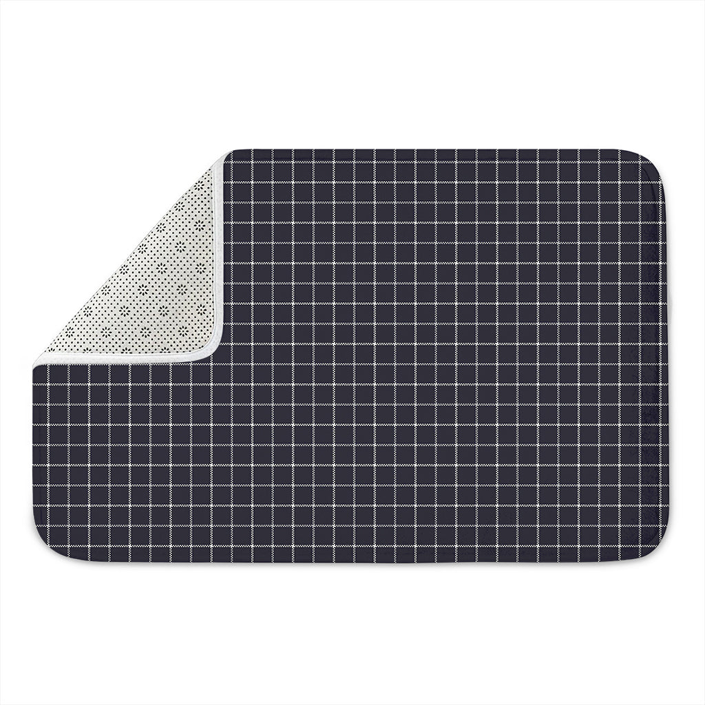 Navy Tattersall Pattern Print Indoor Door Mat