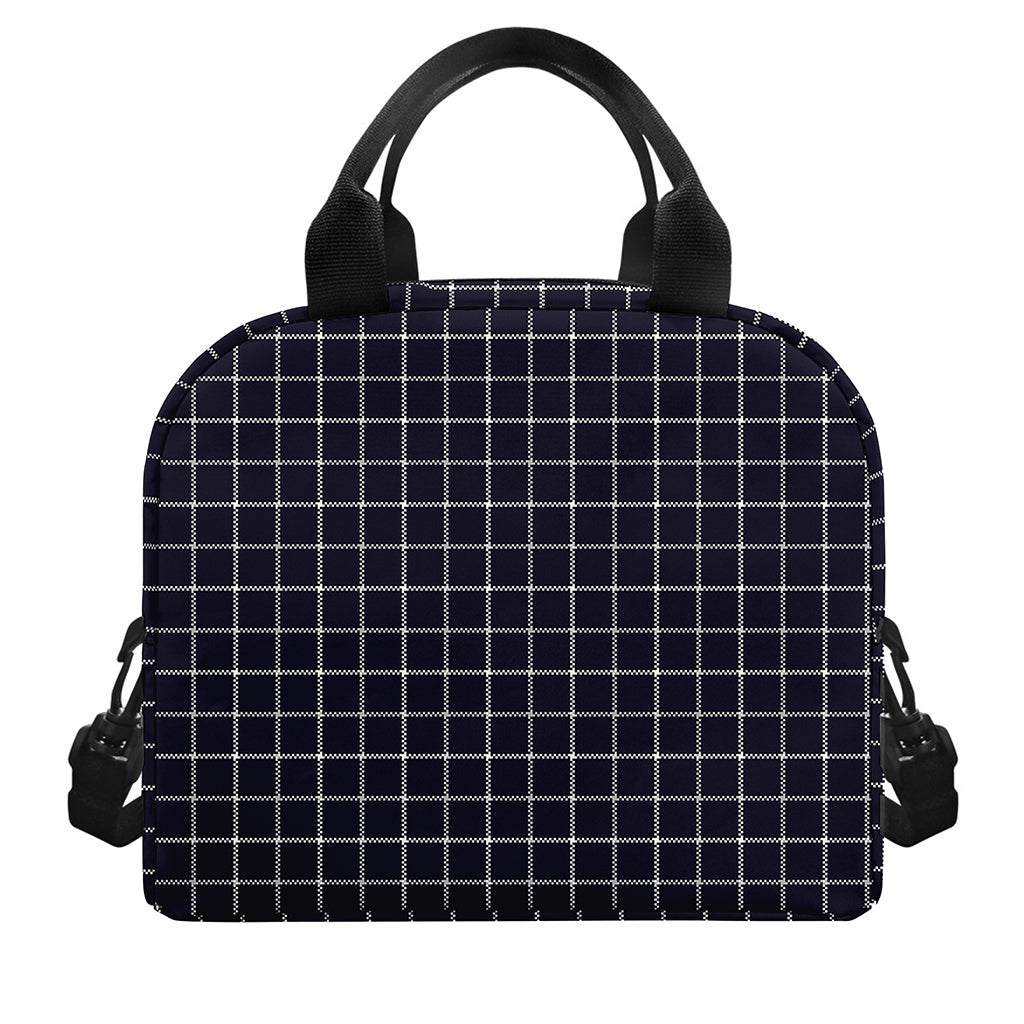 Navy Tattersall Pattern Print Insulated Lunch Bag