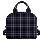 Navy Tattersall Pattern Print Insulated Lunch Bag