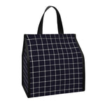 Navy Tattersall Pattern Print Insulated Lunch Tote