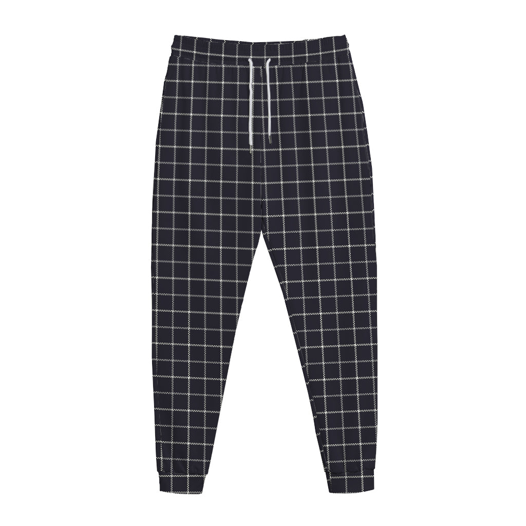 Navy Tattersall Pattern Print Jogger Pants