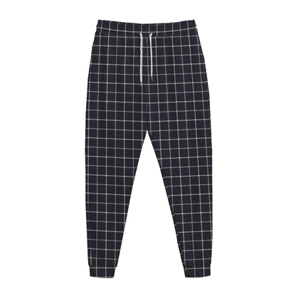 Navy Tattersall Pattern Print Jogger Pants