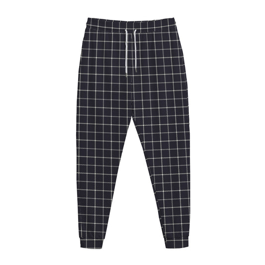 Navy Tattersall Pattern Print Jogger Pants