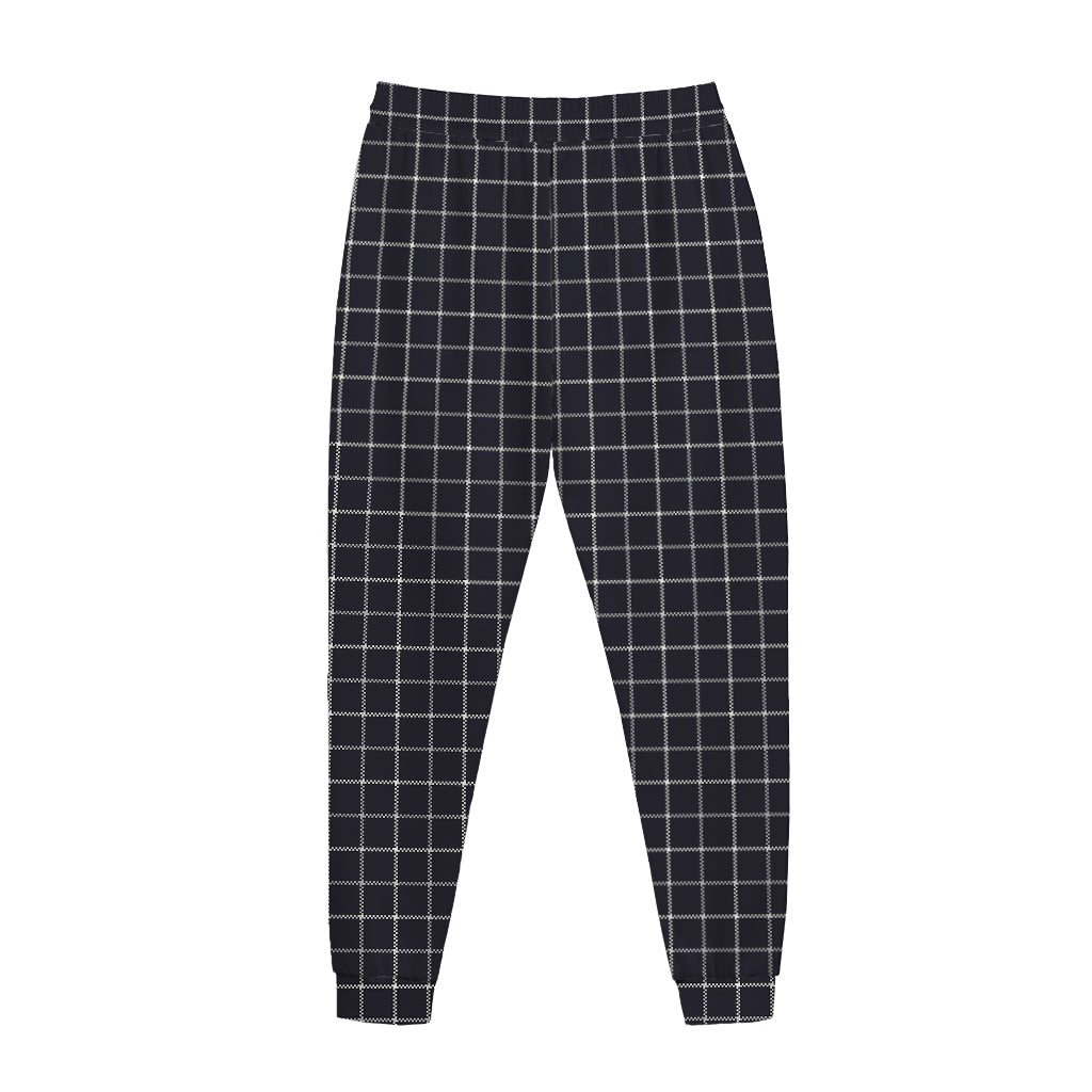 Navy Tattersall Pattern Print Jogger Pants