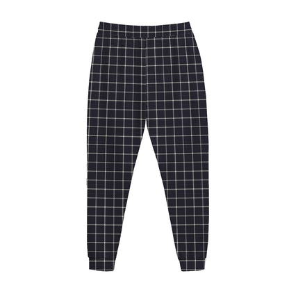 Navy Tattersall Pattern Print Jogger Pants