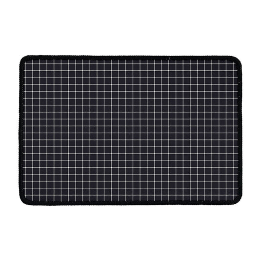 Navy Tattersall Pattern Print Kitchen Mat