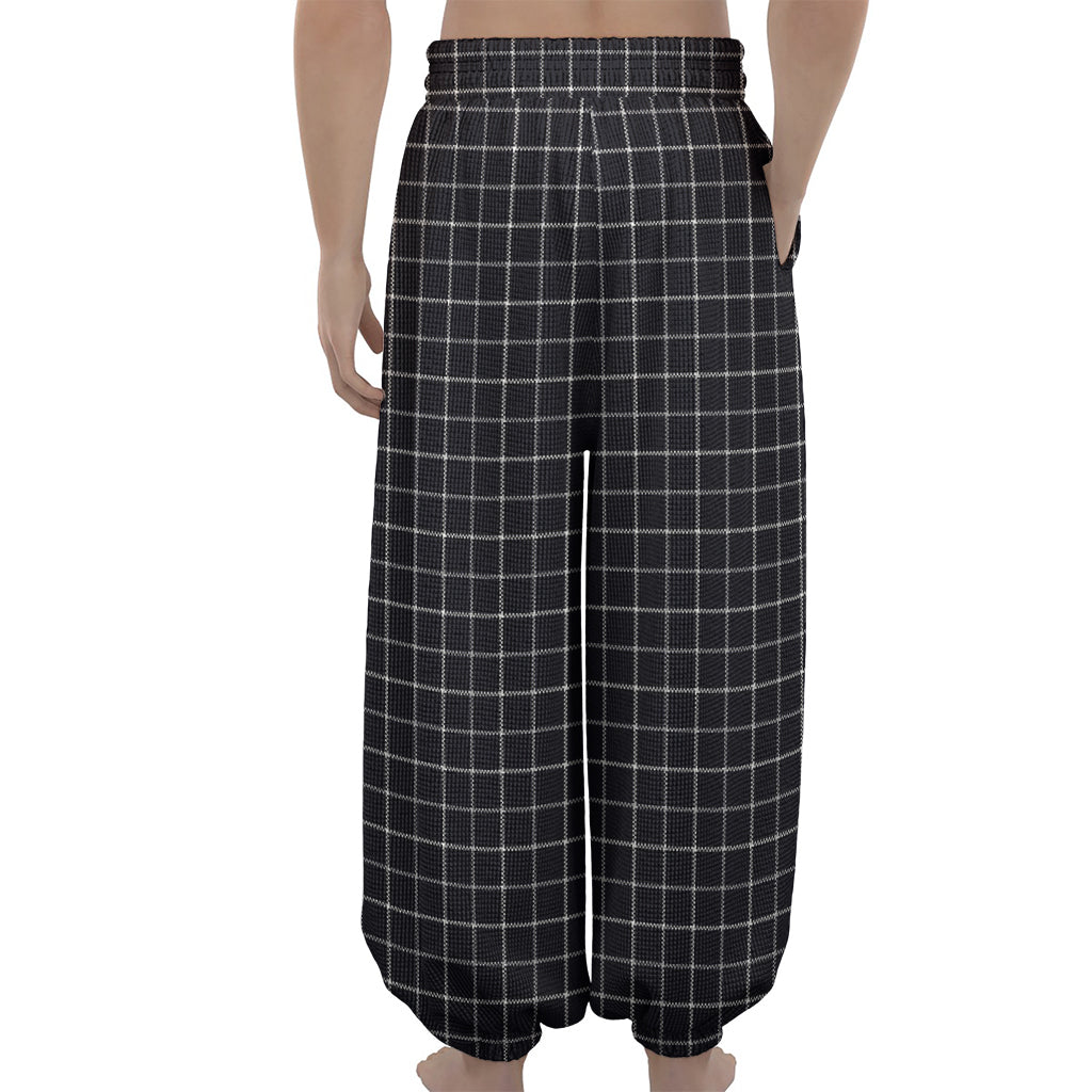 Navy Tattersall Pattern Print Lantern Pants